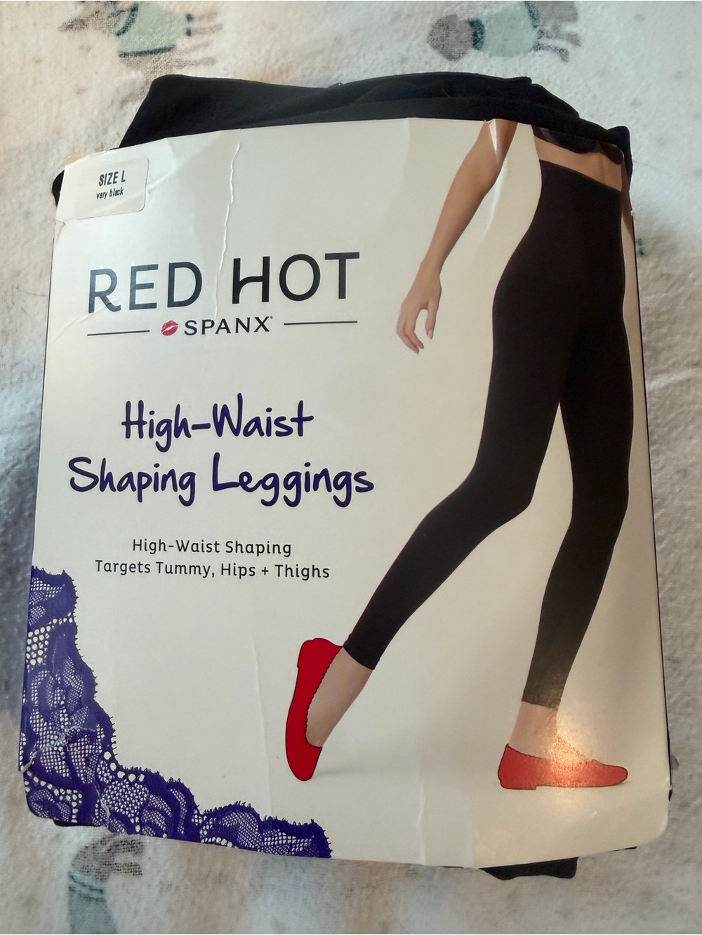 SPANX Black RED HOT High-Waist Shaping Leggings sz L